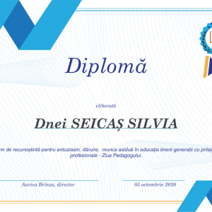 Diplomă acordată doamnei director