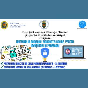 Centrul Internațional „La Strada Moldova” anunță despre organizarea sesiunilor de instruire a cadrelor didactice în domeniul siguranței online.