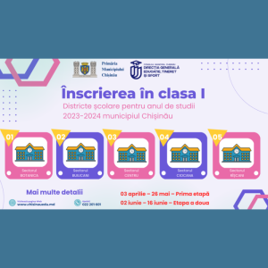 Înscrierea în clasa I – Districte școlare municipiul Chișinău – Anul de studii 2023-2024